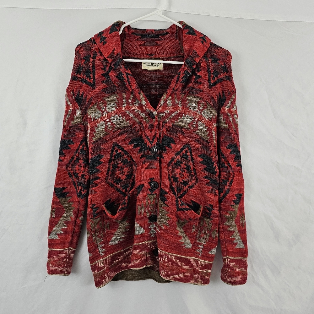 Denim & Supply Ralph Lauren Shawl Collar Cardigan Sweater Aztec Southwestern XS